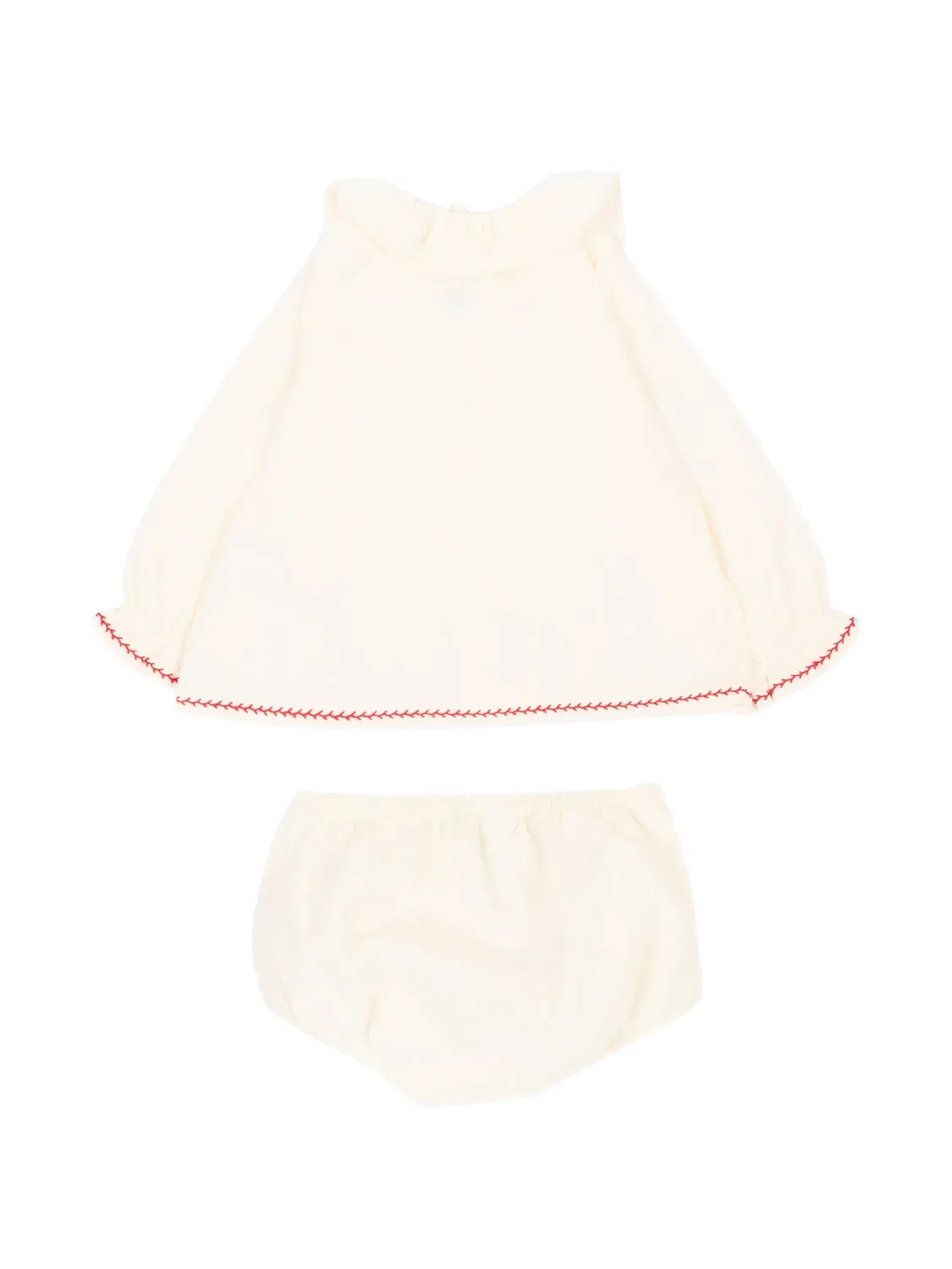 Комплект из рубашки и блумеров с вышивкой Petit Bateau, нейтральные цвета — фото 3