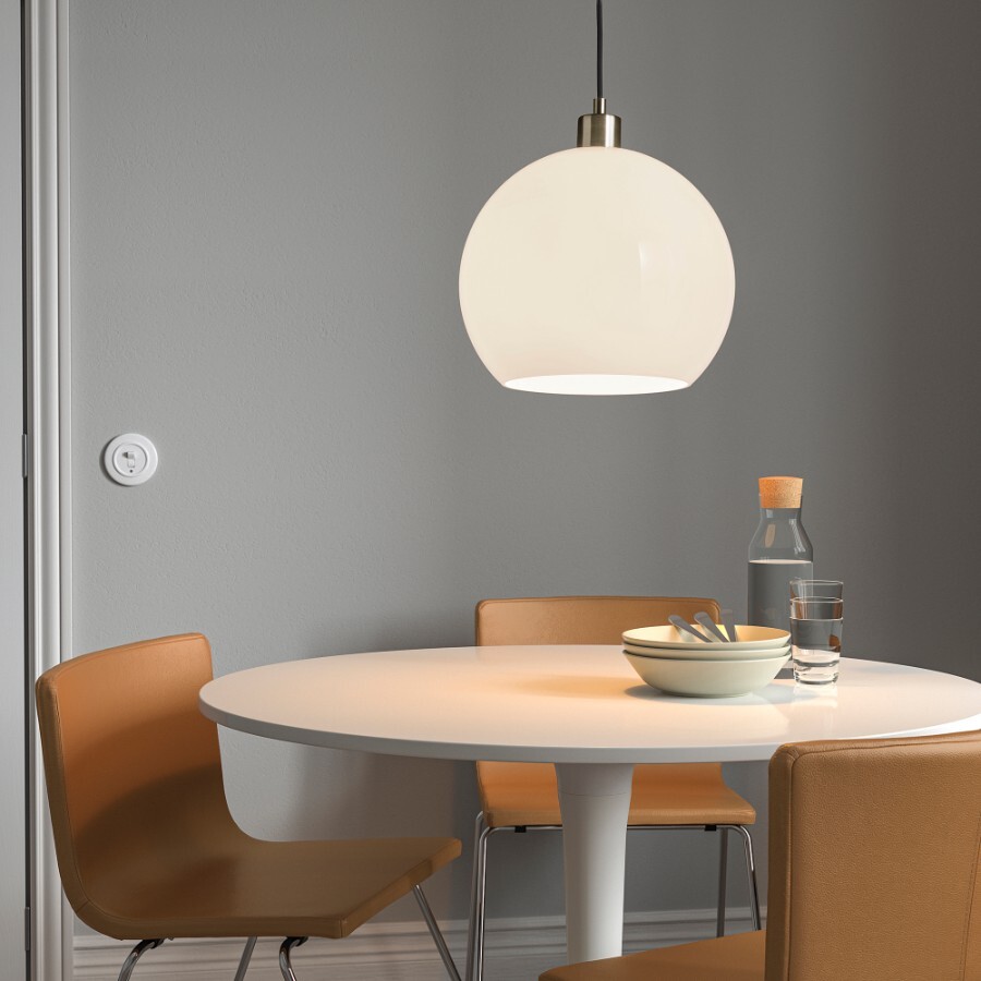 Подвесной светильник Ikea Jarpliden, 30 см, белое стекло/никелированный — фото 3