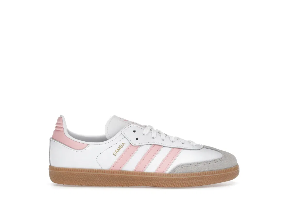 Детские кроссовки с замшевыми вставками Adidas Samba OG, Cloud White Semi Pink Spark Gum