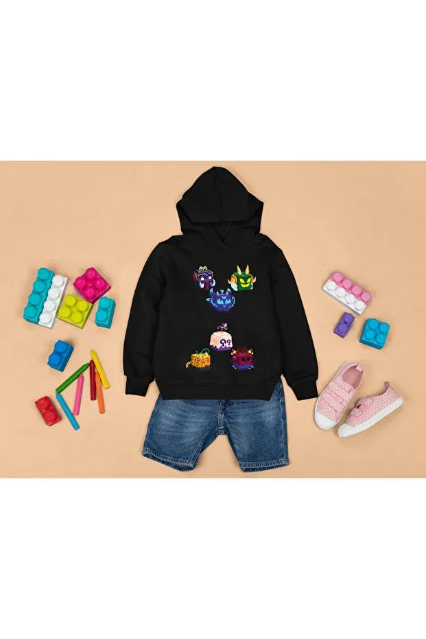 Детские свитшот для девочек с принтом Blox Fruits Set Printed Magors, Black