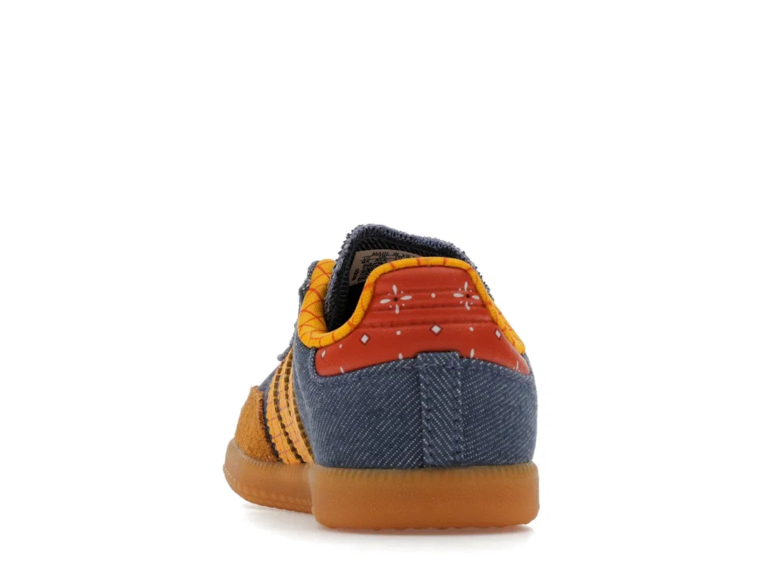 Детские кроссовки с эластичными шнурками Adidas Samba OG Elastic Laces Disney Pixar's Toy Story Woody, Crew Blue/Crew Yellow/Off White — фото 4