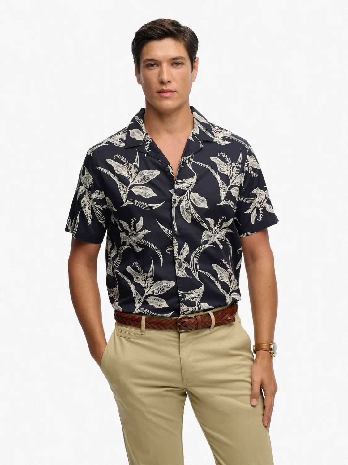 Рубашка с коротким рукавом Superdry Hawaiian Print, темно-синий — фото 2