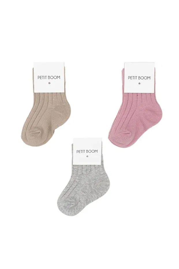 Детский набор носков для девочек хлопковый Basics Petit Boom, Beige Pink Mint — фото 2