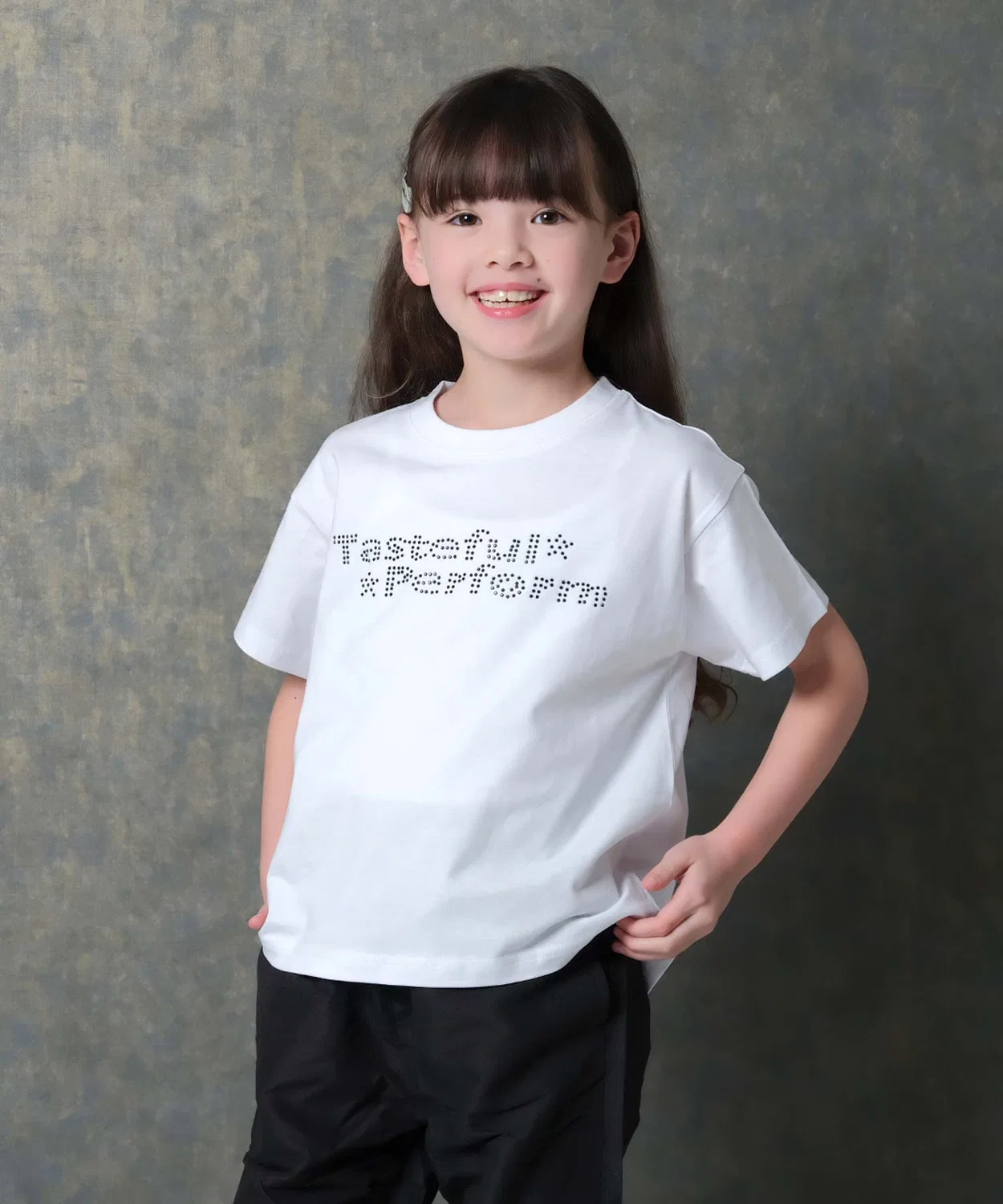 Детская футболка с принтом Crop Rhinestone SHISKY, White
