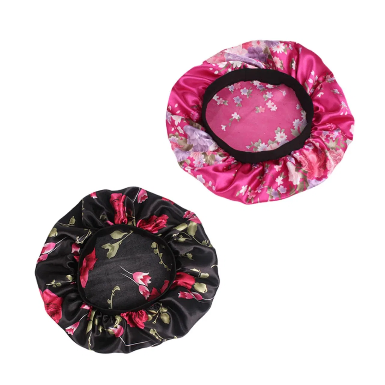 Шапочка для душа 6 Pieces, FRCOLOR, Black Floral Pattern, Rose Red Floral Pattern — фото 3