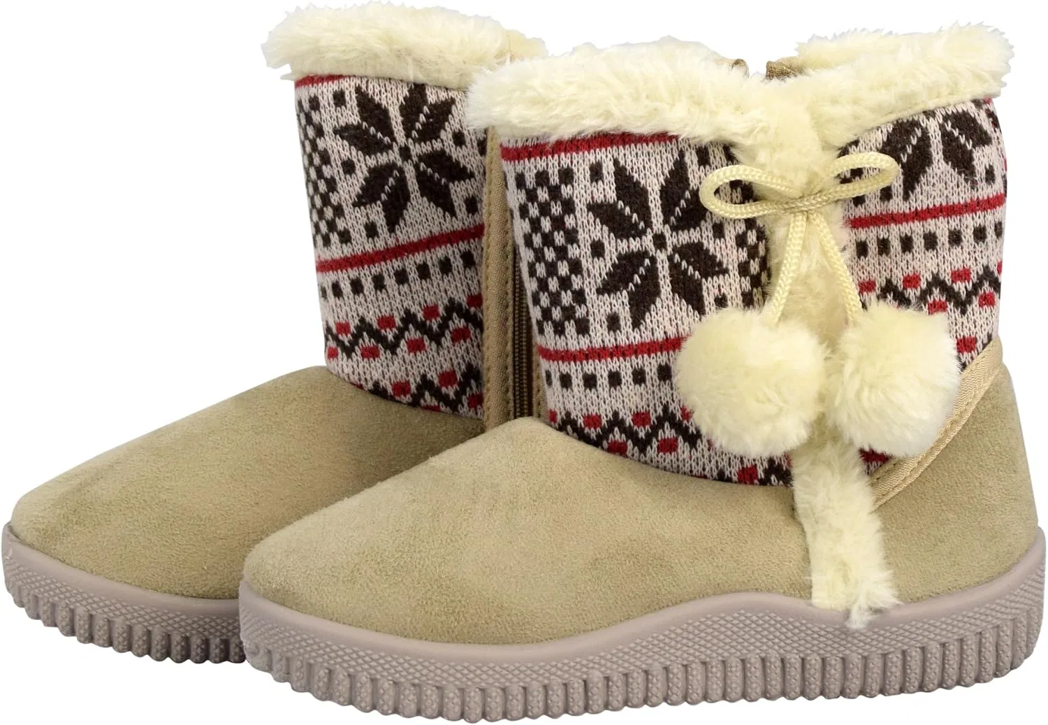 Детские зимние сапоги с искусственным замшем и мехом Snowflake Peach Couture, Beige