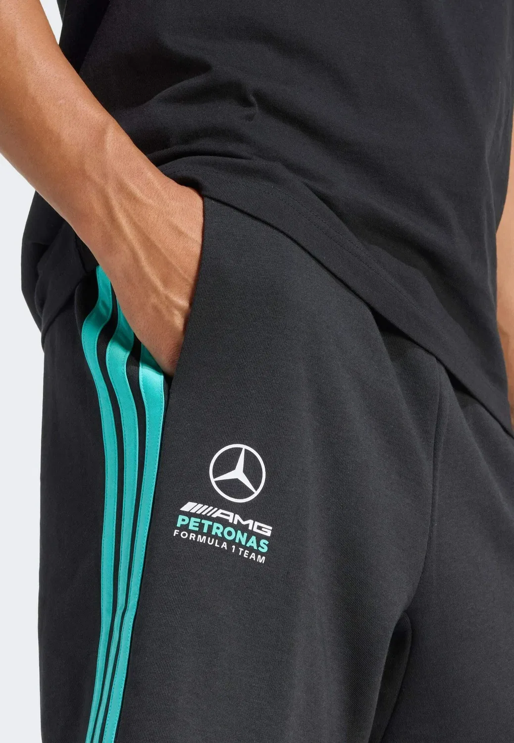 Mercedes - amg petronas formula 1 team dna short - спортивные шорты Adidas Performance, Black Semi Mint Rush — фото 4