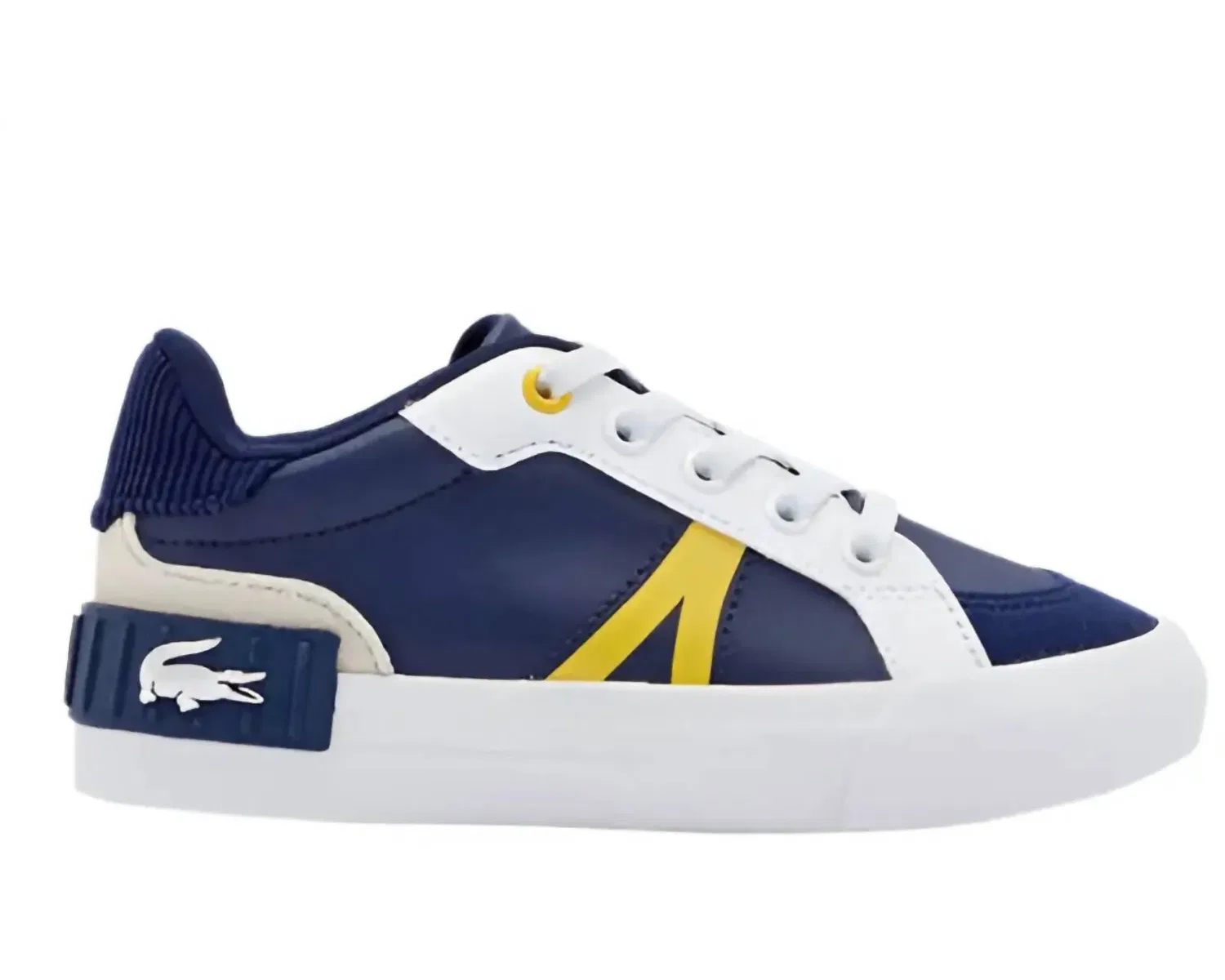 Детские кроссовки из кожи Lacoste L004 223 3 Cuj Sneaker, Navy/Yellow