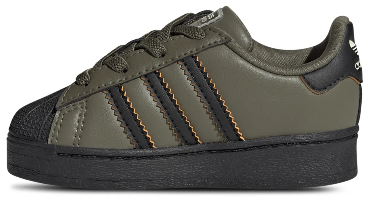 Детские кроссовки для мальчиков с LED-подсветкой Superstar adidas, Silver Pebble Olive Strata Core Black — фото 2