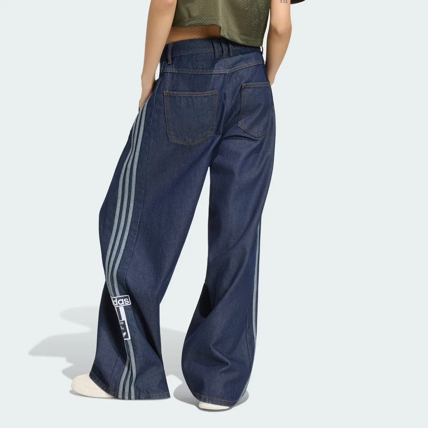 Женские джинсы широкого кроя Adibreak Mid Rise Wide Leg Adidas Originals, синий деним — фото 2