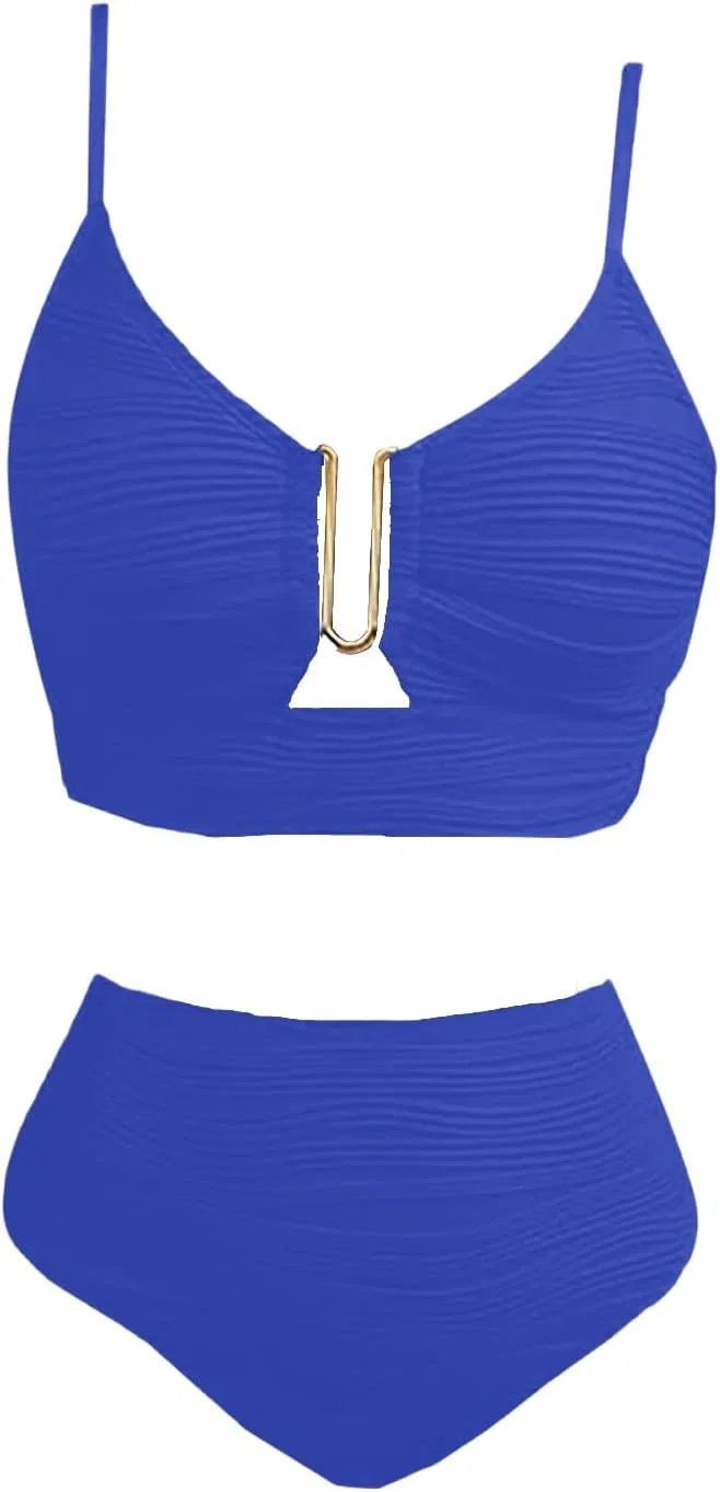 Женский бикини-сет с высокой талией, Royal Blue — фото 3