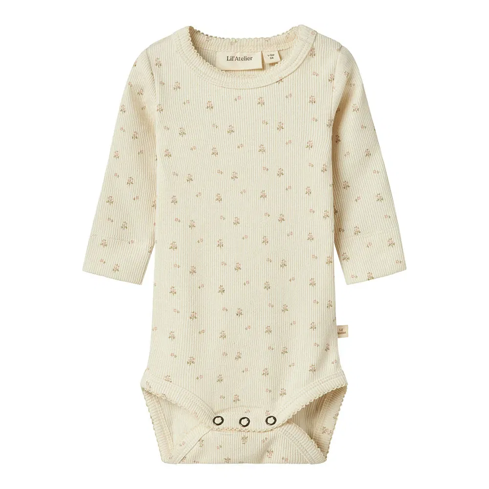 Боди с длинными рукавами Name It Gago Slim Lil Atelier, бежевый
