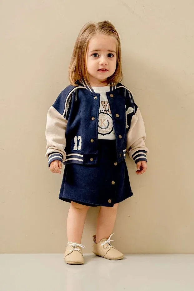 Детский комплект для девочек из замши Jnf Kids, Navy Blue — фото 2