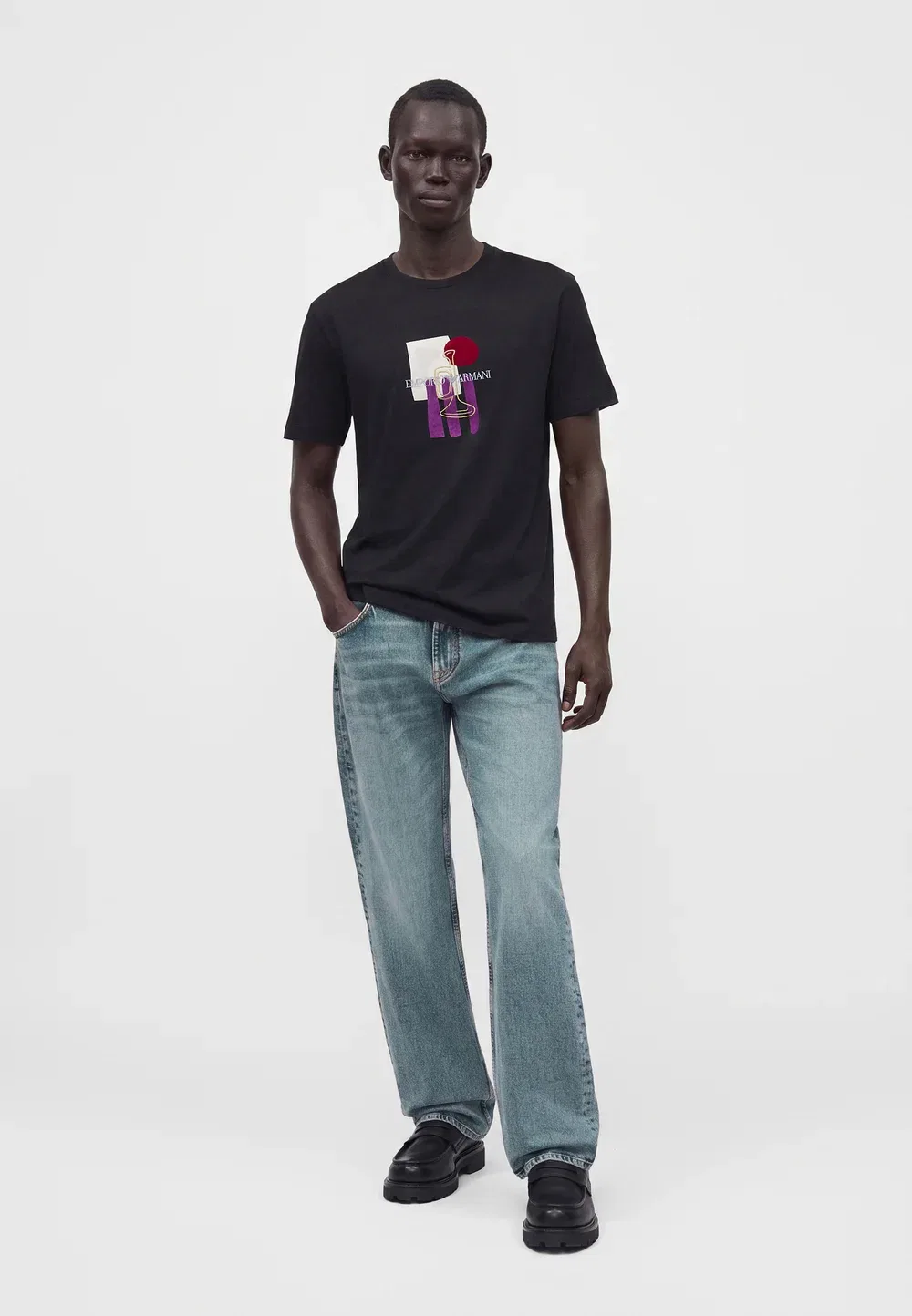 Брюки - джинсы свободного кроя Emporio Armani, Medium Blue Denim — фото 2