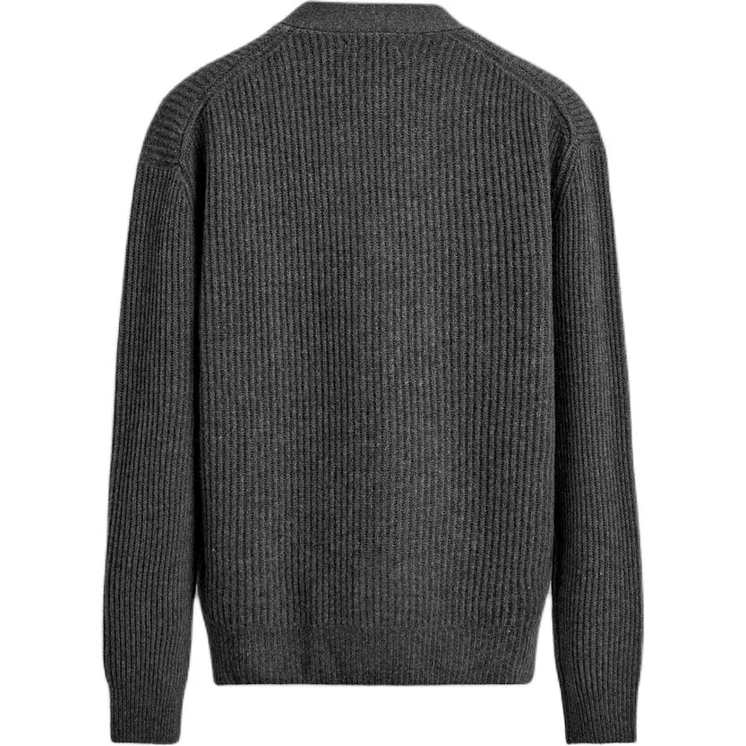 Мужской серый свитер с V-образным вырезом и длинным рукавом Cardigan, ZARA — фото 3