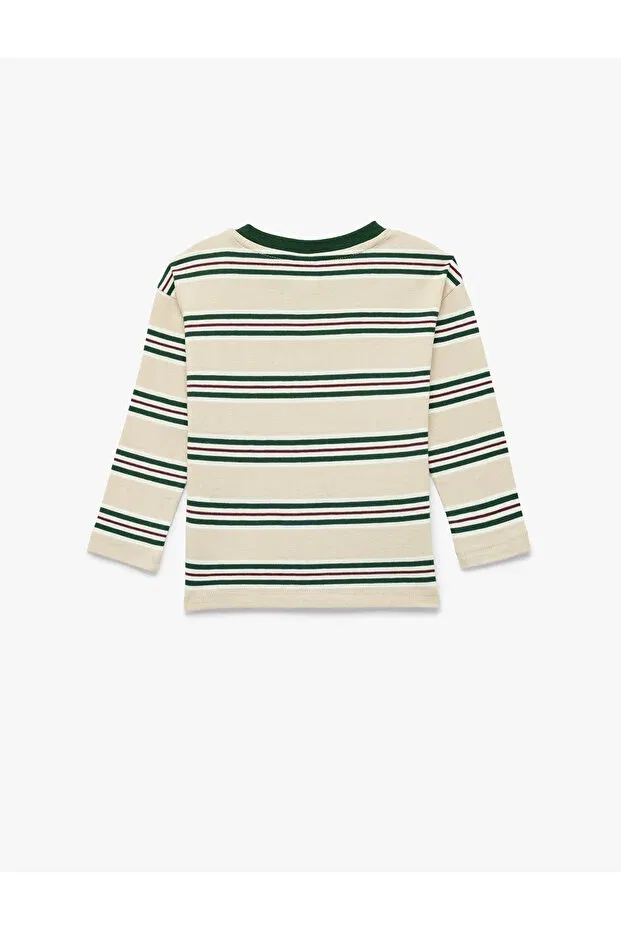 Детская футболка с длинным рукавом Koton, Ecru Striped — фото 2