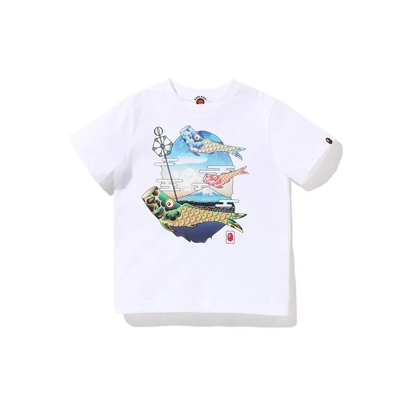 Детская футболка с принтом Head Series A BATHING APE, Navy Blue NYX — фото 4