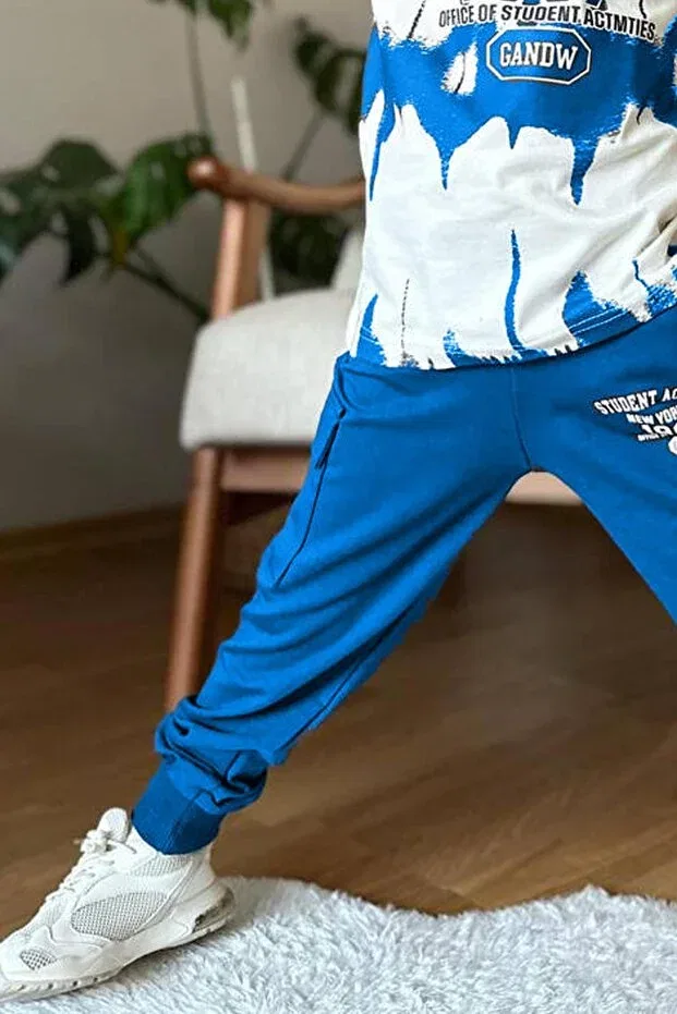 Детский комплект для мальчиков с принтом New York City And Text Printed T-Shirt Blue Riccotarz, Blue — фото 4