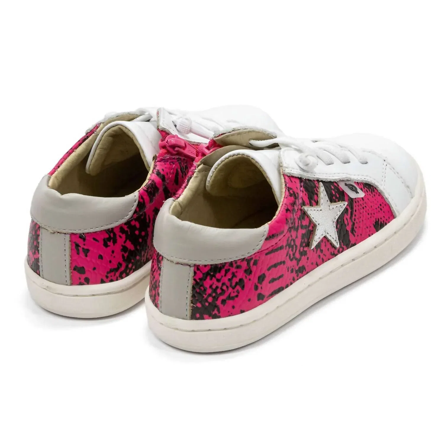Детские кроссовки для девочек с принтом змеиной кожи Milky Way Old Soles, Neon Pink Snake — фото 3