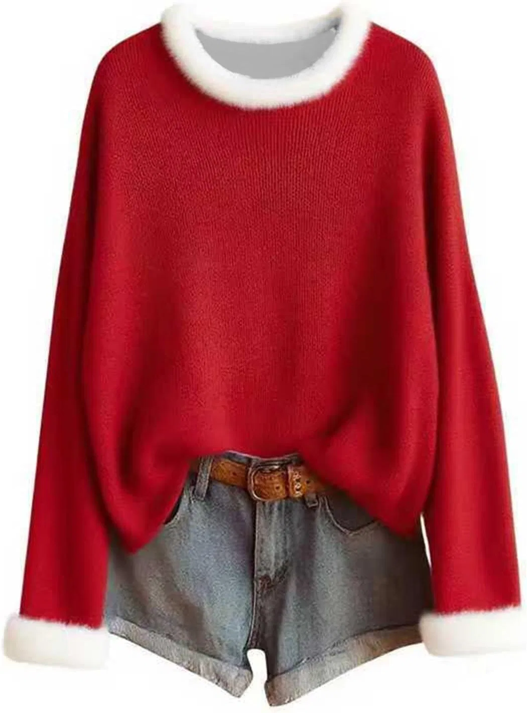 Женский свитшот с принтом Ugly Christmas Sweatshirts, 1b-Red — фото 2