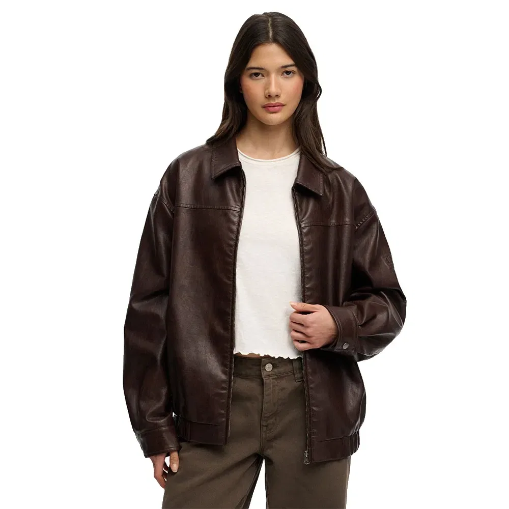 Женская куртка-бомбер с воротником Oversized Superdry, Brown