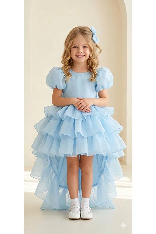 Детское платье для девочек из фатина с коротким рукавом Mirace Styl, Blue