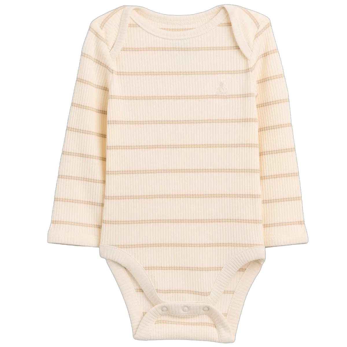 Детский боди-комбинезон в полоску с длинным рукавом GAP, Beige Stripes