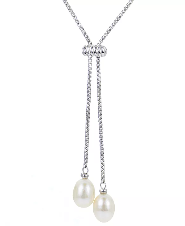 

Ожерелье-Лариат из культивированного пресноводного жемчуга (9-10 мм) из стерлингового серебра, 16 дюймов + удлинитель 2 дюйма Macy'S, silver