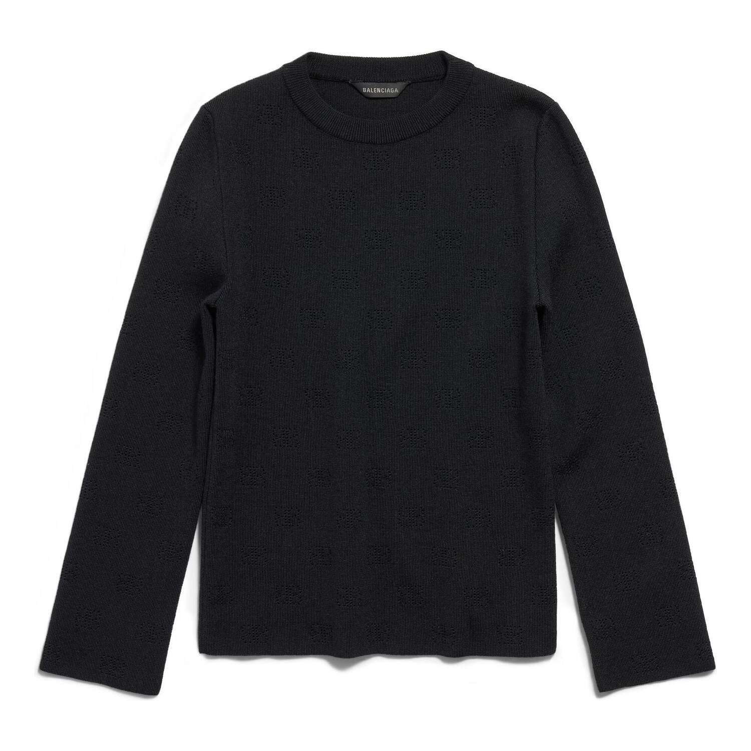

Свитер (WMNS) Balenciaga BB Allover Cropped Sweater 'Black'