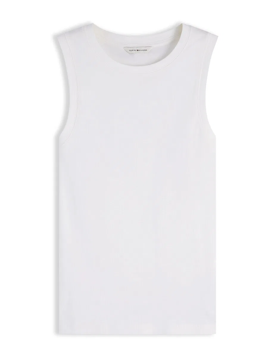 Топ TOMMY HILFIGER 'Stripe Slim Tank' белого цвета