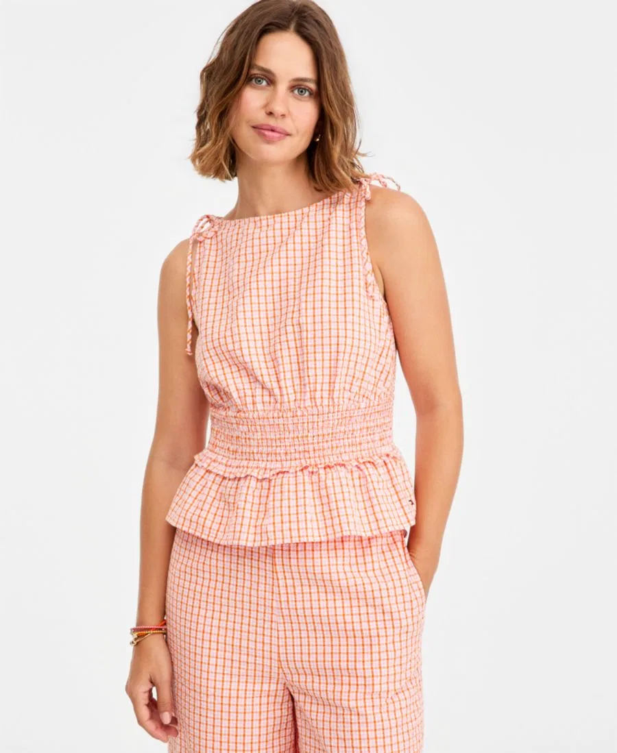 Блуза без рукавов с защипами Tommy Hilfiger, Gingham Biscuit