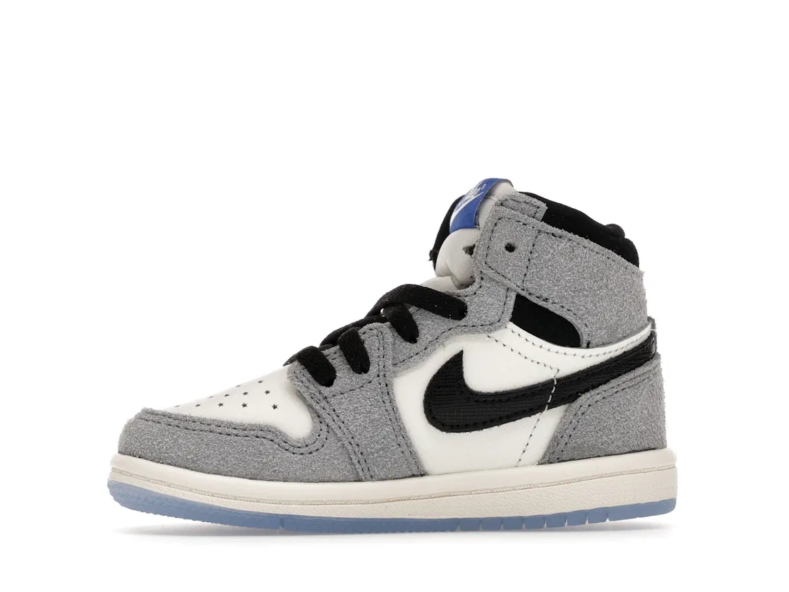 Детские кроссовки с контрастными вставками Jordan 1 Retro High OG All Star Cool Grey (TD), Cool Grey/Game Royal/Black — фото 3