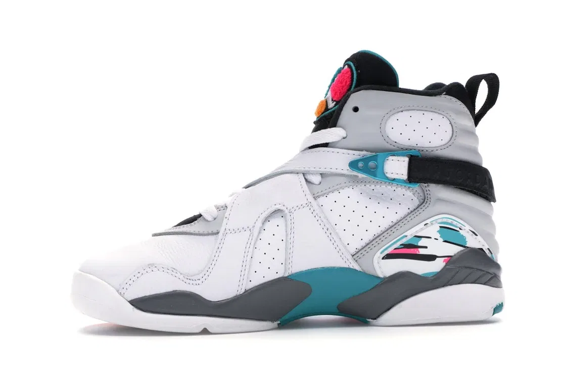 Детские кроссовки с принтом Jordan 8 Retro Jordan, White/White-Turbo Green-Neutral Grey — фото 3