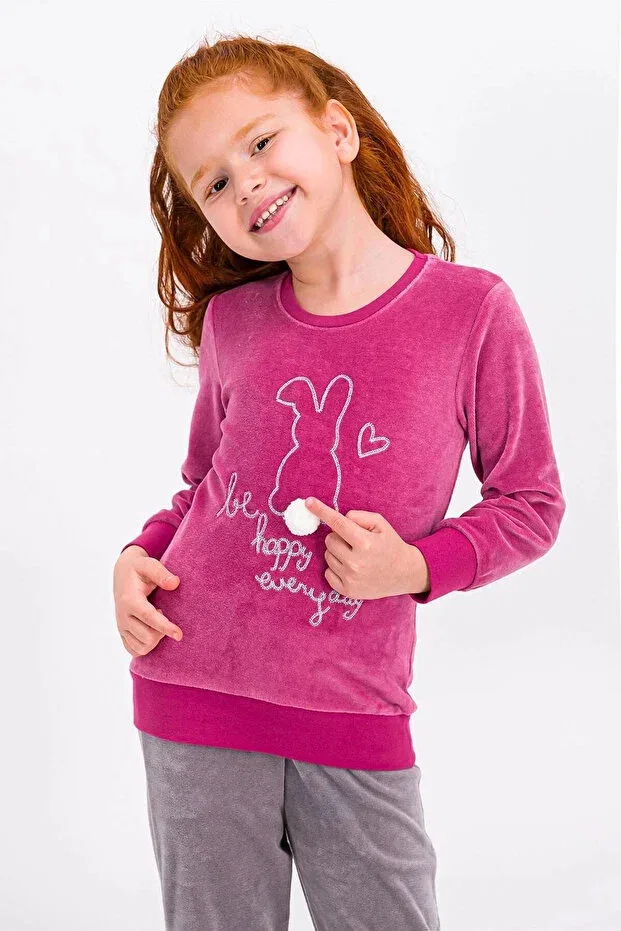 Детский комплект из велюра для девочек Rolypoly happy everyday, Fuchsia Roly Poly — фото 2