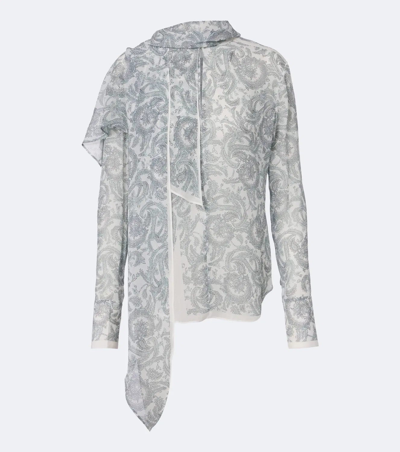 Блузка из жатого шелка с узором пейсли Acne Studios, синий