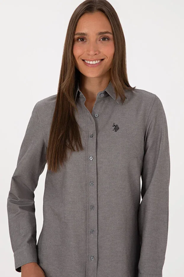 Женская рубашка с длинным рукавом U.S. Polo Assn., Gray — фото 2