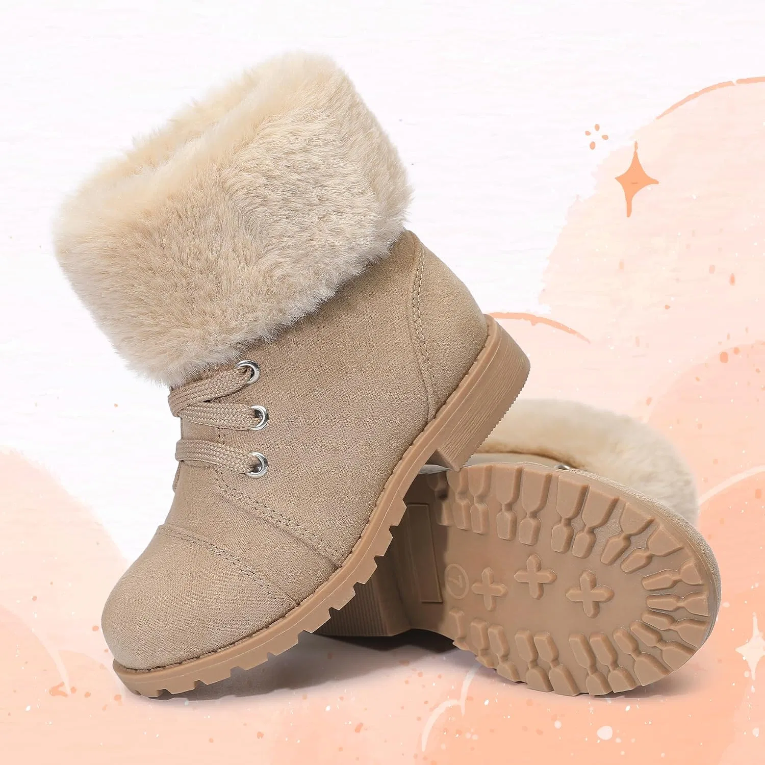 Детские ботинки для девочек с молнией, утепленные, легкие, shoeslocker, Beige — фото 3