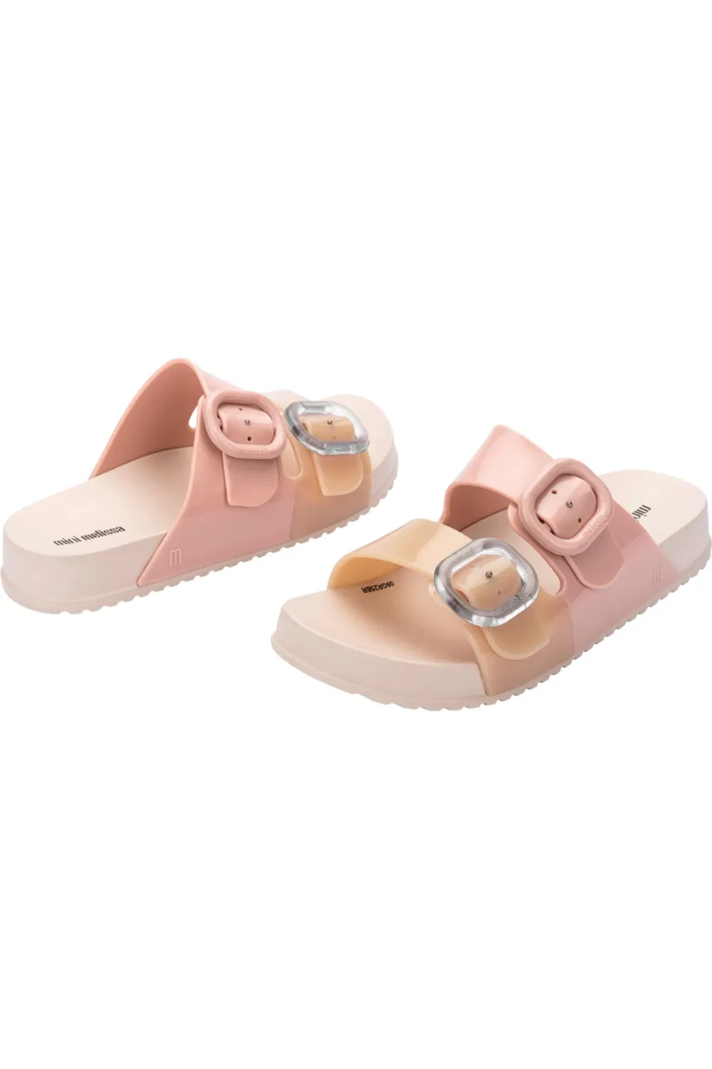 Детские сандалии-слайды с пряжками Mini Melissa, розовый/бежевый — фото 3
