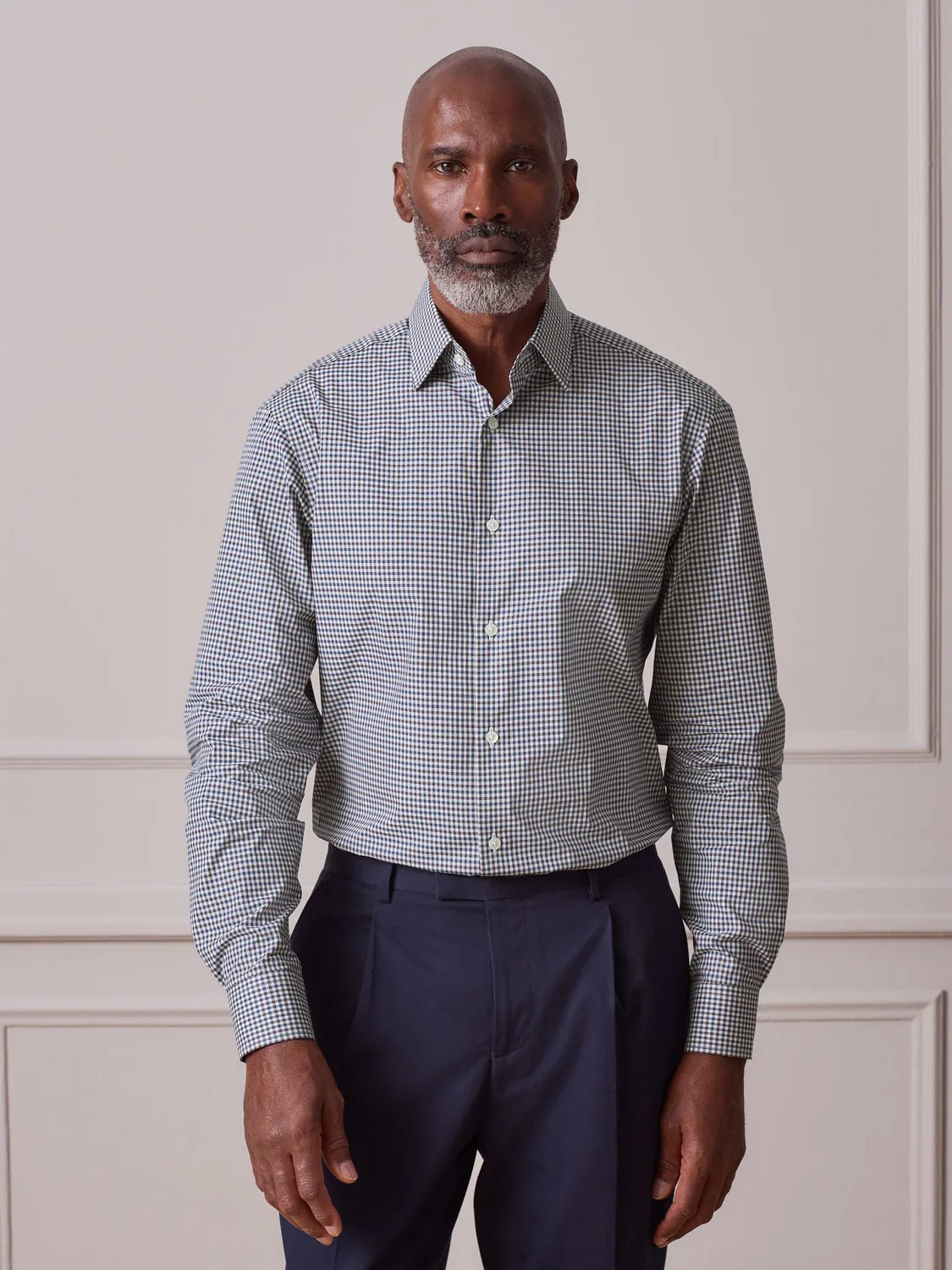 Рубашка с гингемом, Slim Fit, Signature Next, Navy Gingham