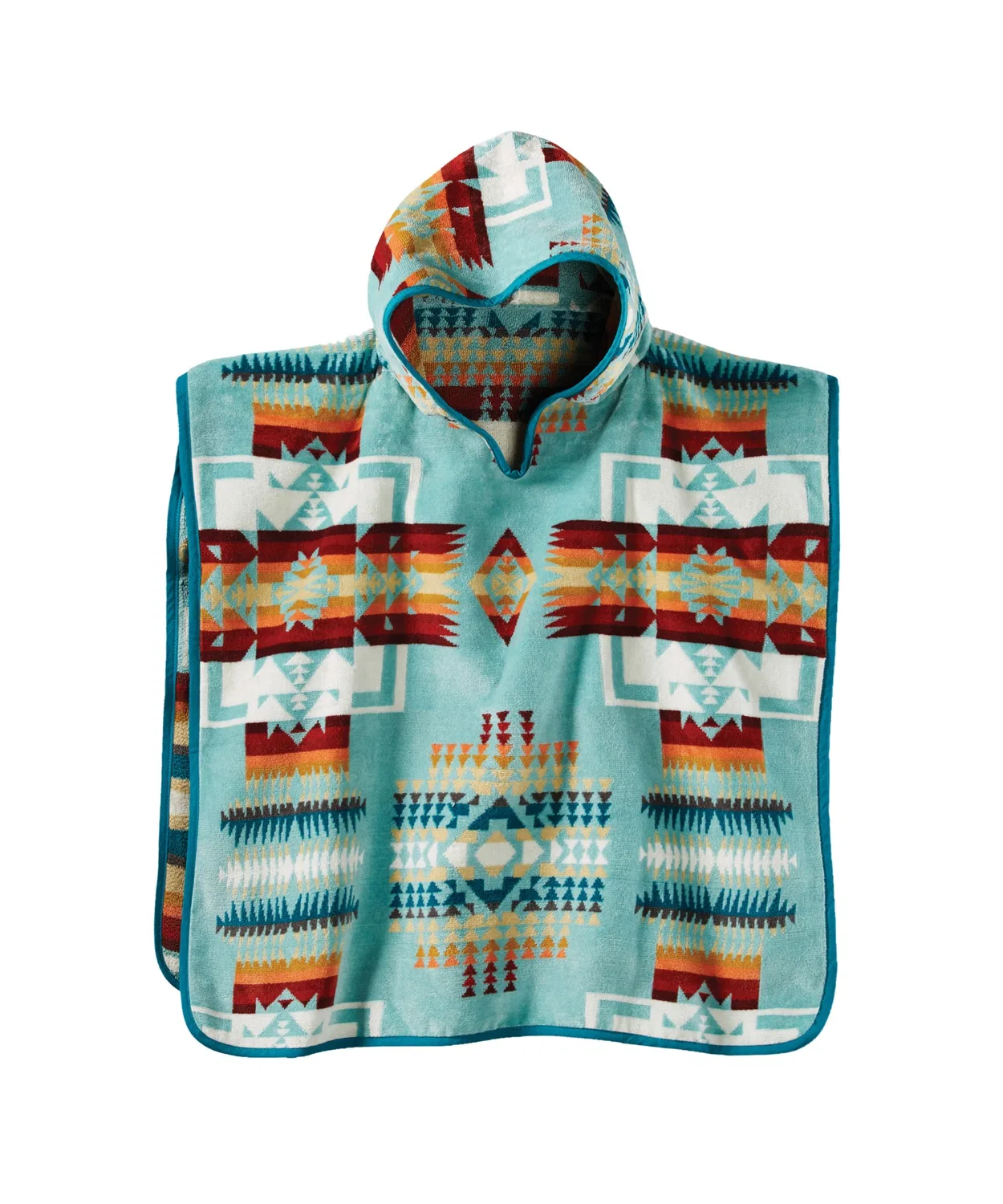Детское пончо-полотенце с капюшоном, с жаккардовым узором PENDLETON, Aqua