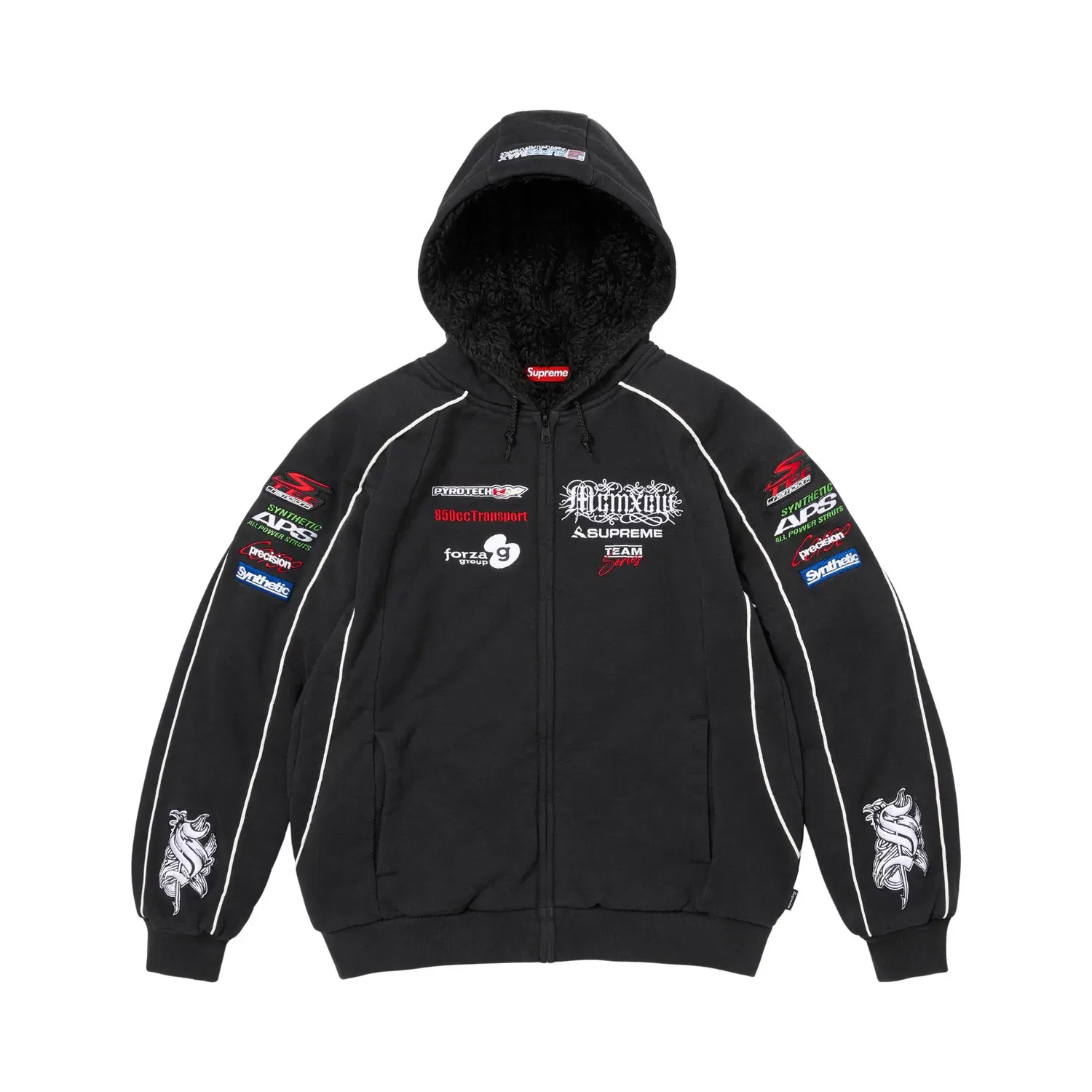 Свитшот на молнии с капюшоном на подкладке Racing Supreme, Black