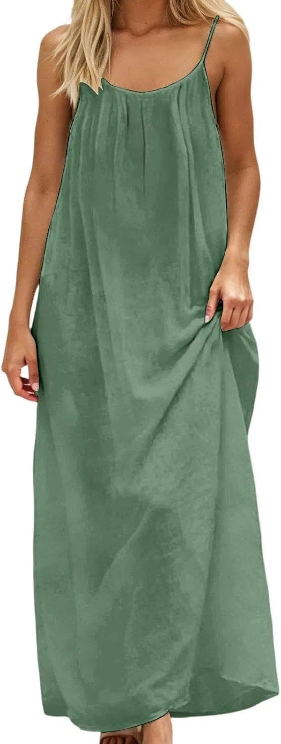 Женское пляжное макси-платье на бретелях с открытой спиной, Light Green