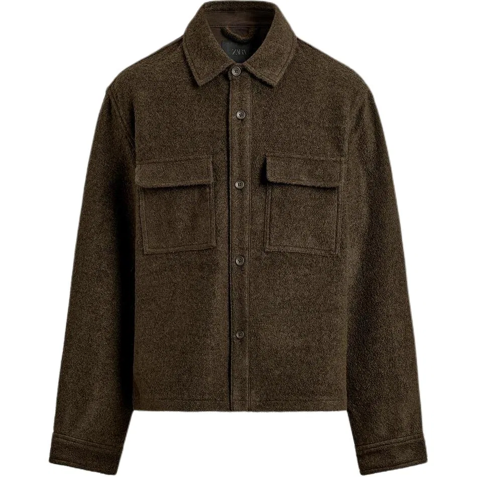 Мужская куртка с лацканами Dark Olive Green ZARA, Dark Olive Green