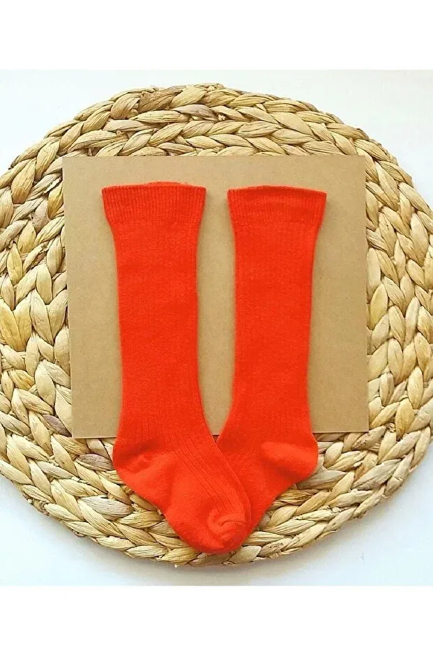 Детские гольфы для девочек с принтом Baby Girl Plain Ribbed Red Knee Socks Asa Bebek Çocuk, Red