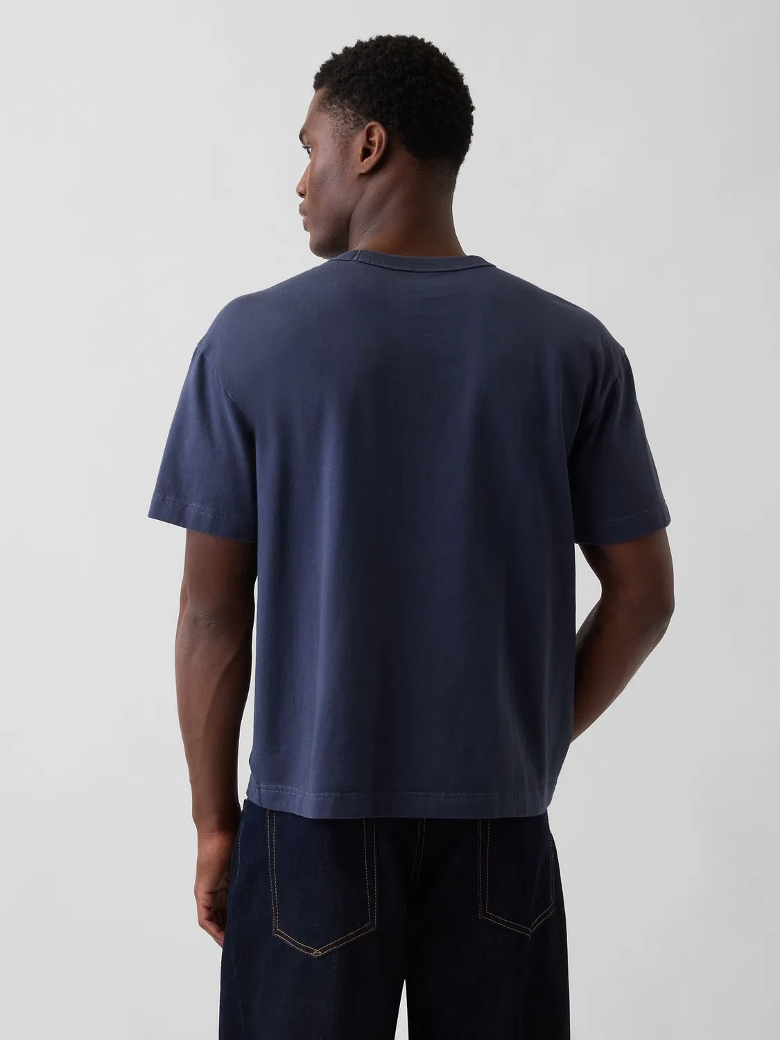 Футболка боксового кроя Gap Heavyweight Boxy, темно-синий — фото 2
