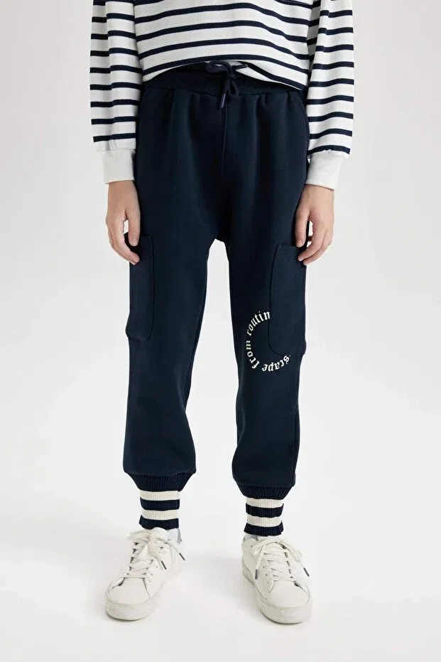 Детские спортивные штаны для мальчиков с принтом Defacto, Navy Blue — фото 4