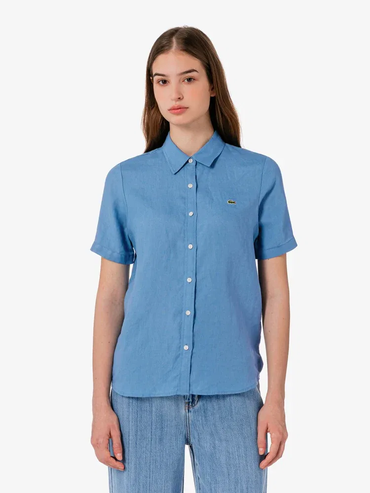 Рубашка LACOSTE Royal Blue с коротким рукавом, классический крой — фото 4