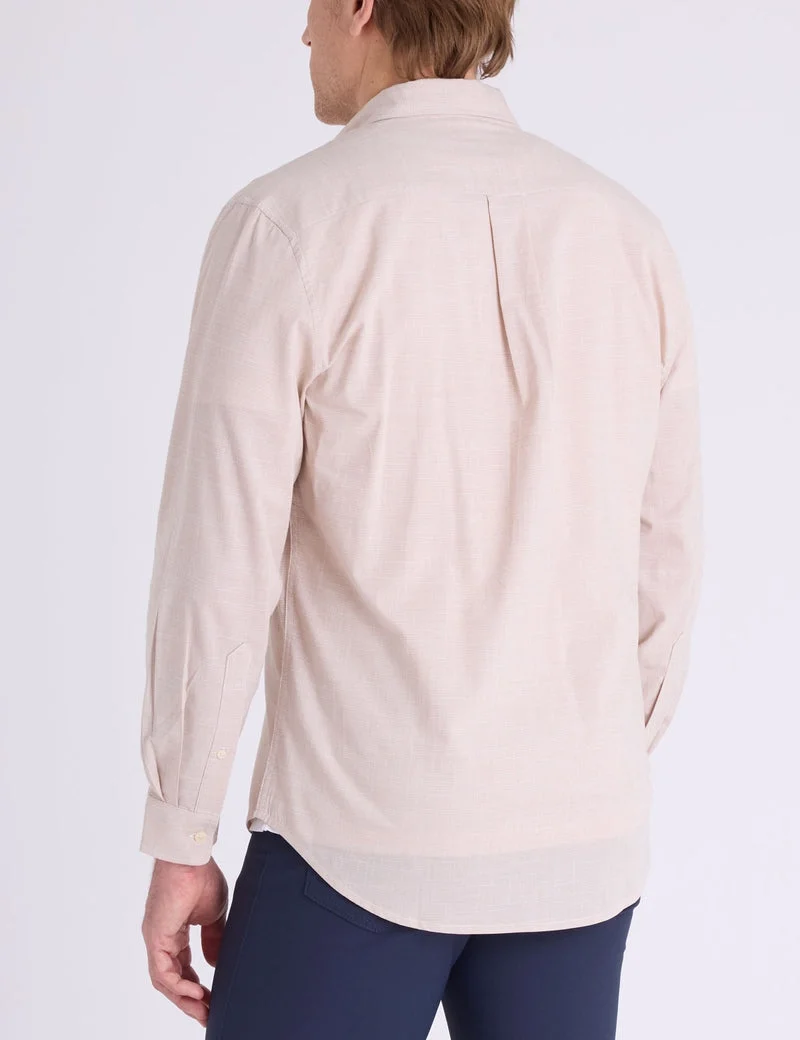 Мужская рубашка U.S. Polo Assn. Long Sleeve Houndstooth Stretch Poplin, хаки — фото 2