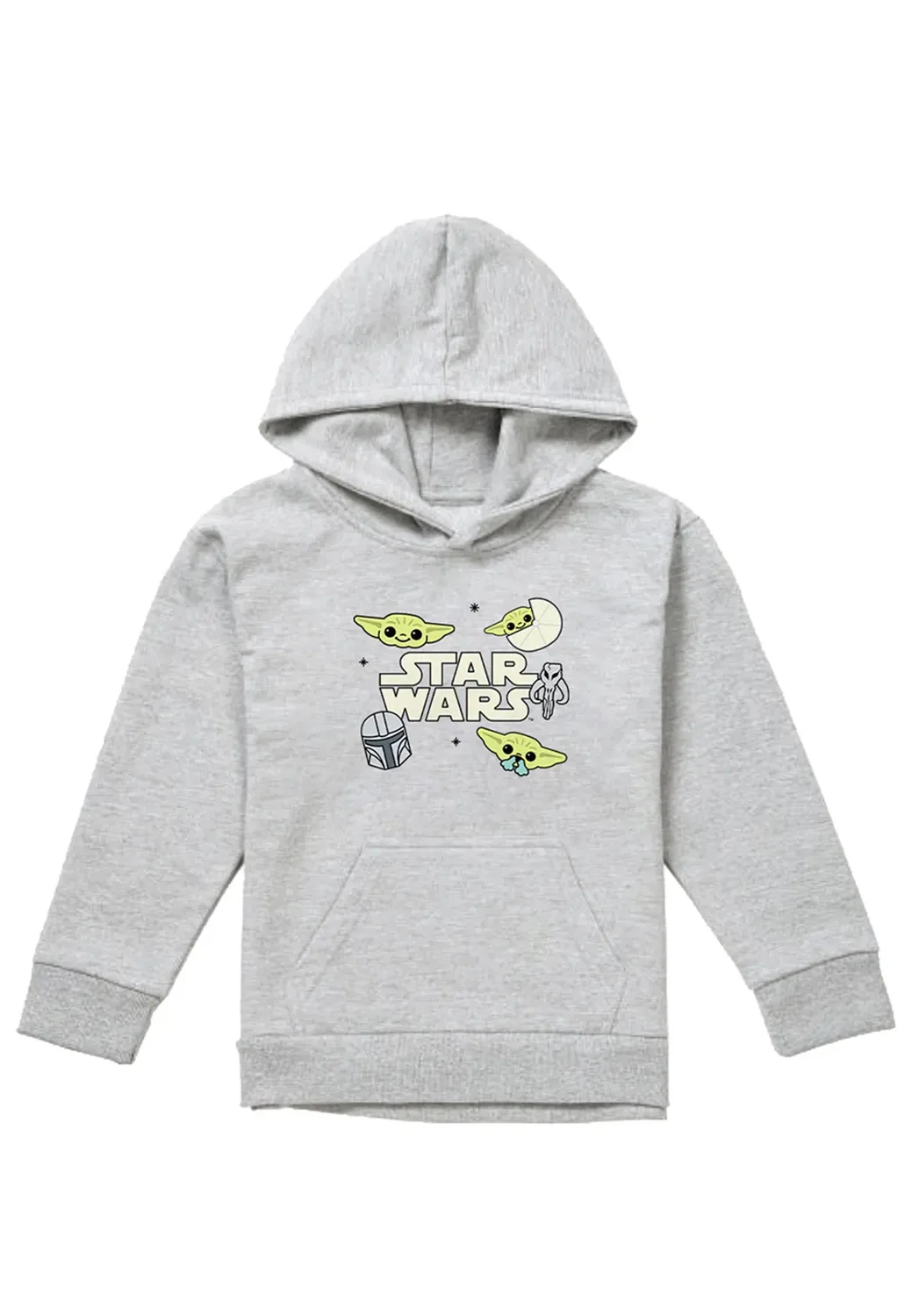 Детский худи с принтом Grogu Star Wars - The Mandalorian, Grey
