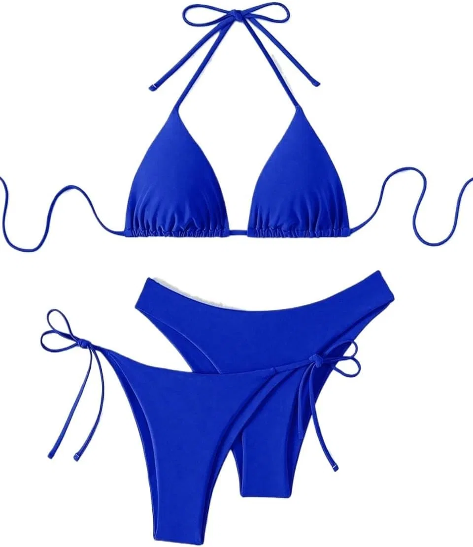 Женский бикини-сет с высокой талией Halter, Royal Blue